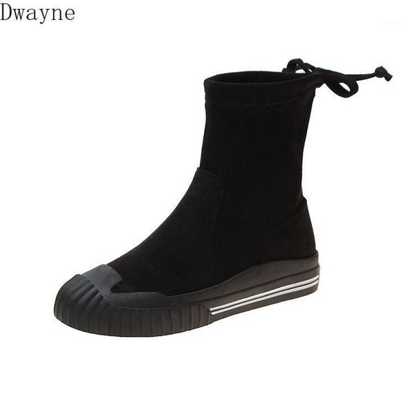2020 new boots female korean students thick platform women's short boots flat elastic1, Black
2020 new boots female korean students thick platform women's short boots flat elastic1, Black