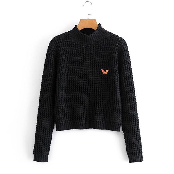 women autumn vintage knitted sweaters 2020 long sleeve o-neck embroidery black female pullovers casual sweaters clothes, White;black
women autumn vintage knitted sweaters 2020 long sleeve o-neck embroidery black female pullovers casual sweaters clothes, White;black
