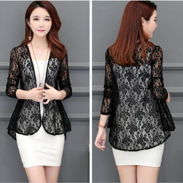 lace shawl jacket 2021 summer short blouse outside thin section cardigan long sleeve sun protection clothing wild blouse shirt, White
lace shawl jacket 2021 summer short blouse outside thin section cardigan long sleeve sun protection clothing wild blouse shirt, White