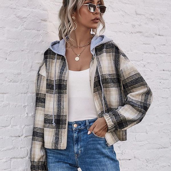 women's jackets fashion loose plaid hooded jacket for womens autumn 2021 winter casual women striped coats female full1, Black;brown
women's jackets fashion loose plaid hooded jacket for womens autumn 2021 winter casual women striped coats female full1, Black;brown