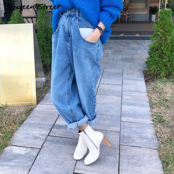 casual irregular pockets high waist jeans pants 2020 fashion loose denim jeans female trousers autumn winter pantalon vintage1, Blue
casual irregular pockets high waist jeans pants 2020 fashion loose denim jeans female trousers autumn winter pantalon vintage1, Blue