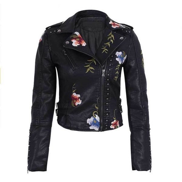 ailegogo spring autumn flowers embroidery pu leather jacket women turn-down collar rivet zipper black biker coats clothes 201030
ailegogo spring autumn flowers embroidery pu leather jacket women turn-down collar rivet zipper black biker coats clothes 201030