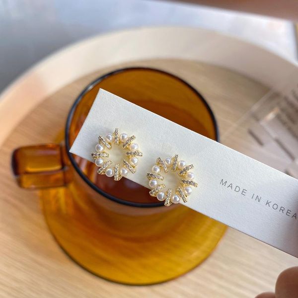 stud korea design fashion jewelry exquisite 14k real gold zircon earrings small round pearl women's daily all-match earring, Golden;silver
stud korea design fashion jewelry exquisite 14k real gold zircon earrings small round pearl women's daily all-match earring, Golden;silver