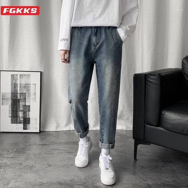 fgkks spring summer men straight jeans men's solid color wild harem denim pants fashion brand trend jeans male1, Blue 
fgkks spring summer men straight jeans men's solid color wild harem denim pants fashion brand trend jeans male1, Blue