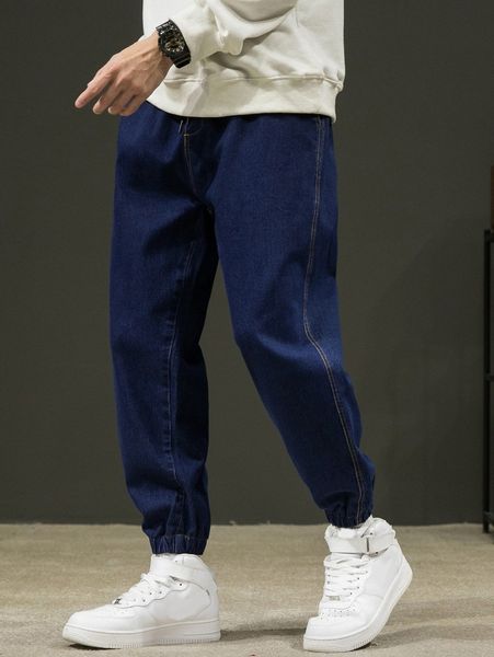 men slant pocket jogger jeans f96t#, Blue