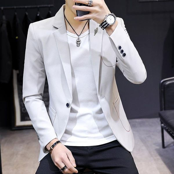 men's suits & blazers 2021 trend solid color blazer youth slim handsome casual, White;black
men's suits & blazers 2021 trend solid color blazer youth slim handsome casual, White;black