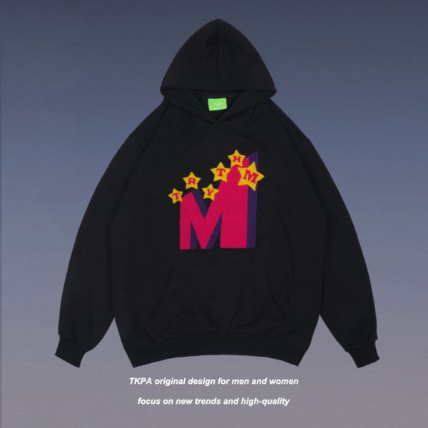 Tkpa autumn and winter men's new letter flocking embroidery leisure guochaogao Street hip hop Hoodie, Black
Tkpa autumn and winter men's new letter flocking embroidery leisure guochaogao Street hip hop Hoodie, Black