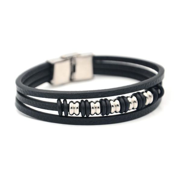 junwei men's stainless steel bracelet multi-layer black leather bracelet alloy geometric bead punk style jllsyf
junwei men's stainless steel bracelet multi-layer black leather bracelet alloy geometric bead punk style jllsyf