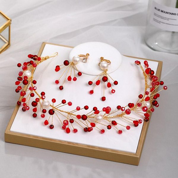 1 set red handmade bridal wedding pearls crystal headbands earrings for bride bridesmaid hair jewelry accessories forseven, Silver
1 set red handmade bridal wedding pearls crystal headbands earrings for bride bridesmaid hair jewelry accessories forseven, Silver