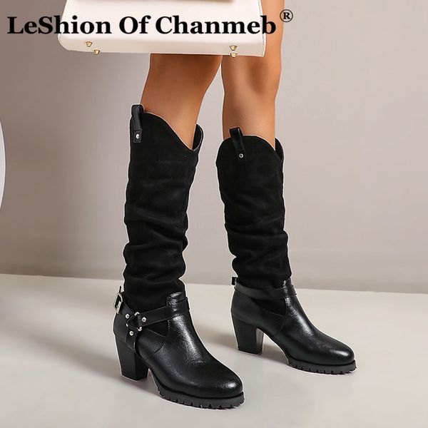 большой плюс размера 48 ladies громоздкого плиссе boots женщина осень зима теплой сапоги до колен панк пряжки металл проскальзывание ремня o, Black 
большой плюс размера 48 ladies громоздкого плиссе boots женщина осень зима теплой сапоги до колен панк пряжки металл проскальзывание ремня o, Black