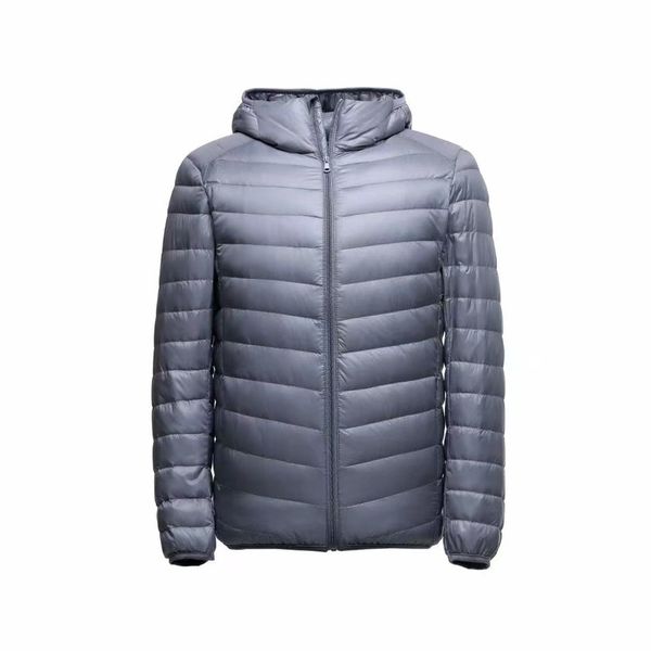 2021 men's hooded large size light down slim fit short winter et, Black