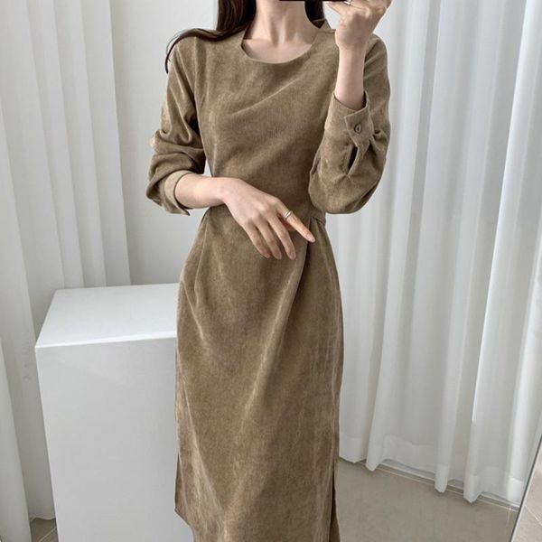 new winter autumn chic minimalist dress women vintage elegant work wear solid lace-up corduroy maxi dresses vestidos, Black;gray
new winter autumn chic minimalist dress women vintage elegant work wear solid lace-up corduroy maxi dresses vestidos, Black;gray