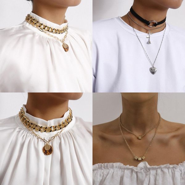 new retro punk hip hop necklace crystal diamond luxury multilayer necklaces letters charm womens pendant necklace lady jewelry gift, Silver
new retro punk hip hop necklace crystal diamond luxury multilayer necklaces letters charm womens pendant necklace lady jewelry gift, Silver
