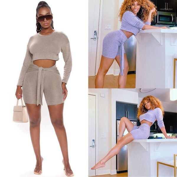 elastic 2 piece set women long sleeve crop and bandage biker shorts sets casual sporty set1, Gray
elastic 2 piece set women long sleeve crop and bandage biker shorts sets casual sporty set1, Gray