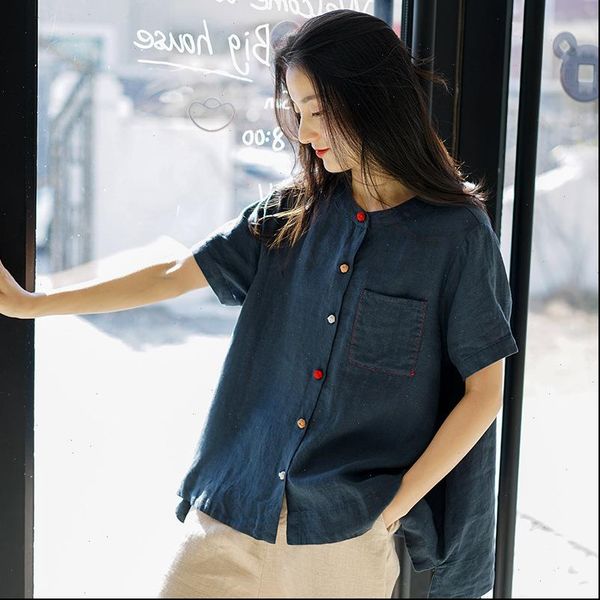 johnature women vintage shirts linen blouses button pockets o neck short sleeve women loose clothing spring 2021 new shirts, White
johnature women vintage shirts linen blouses button pockets o neck short sleeve women loose clothing spring 2021 new shirts, White