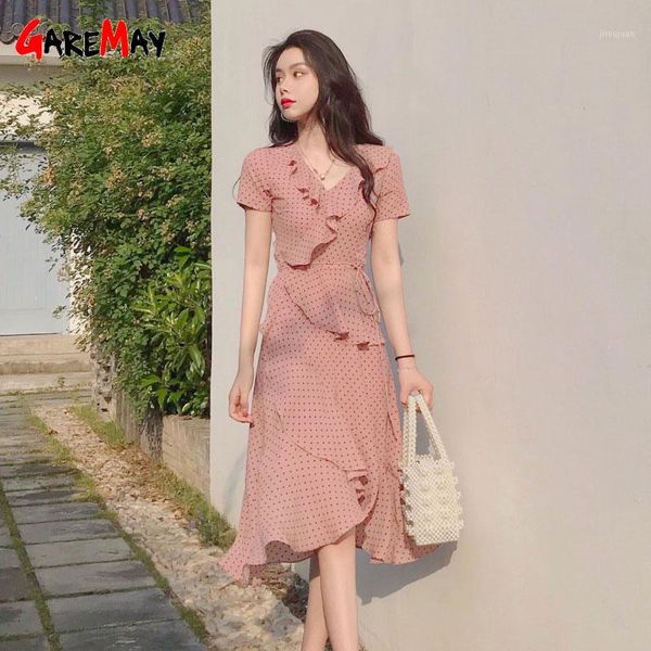women's polka dot dress beach ruffles chiffon v neck female sundress elegant boho dresses summer maxi pink dress for women1, Black;gray
women's polka dot dress beach ruffles chiffon v neck female sundress elegant boho dresses summer maxi pink dress for women1, Black;gray