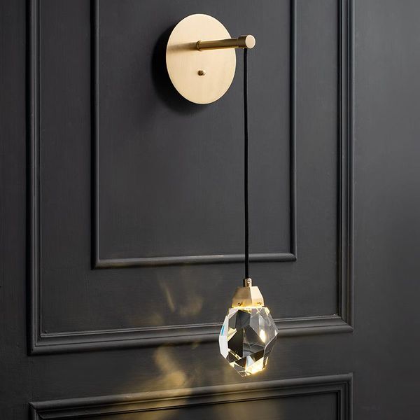 wall lamp modern simple light luxury hanging wire crystal bedroom bedside living room background aisle copper 
wall lamp modern simple light luxury hanging wire crystal bedroom bedside living room background aisle copper