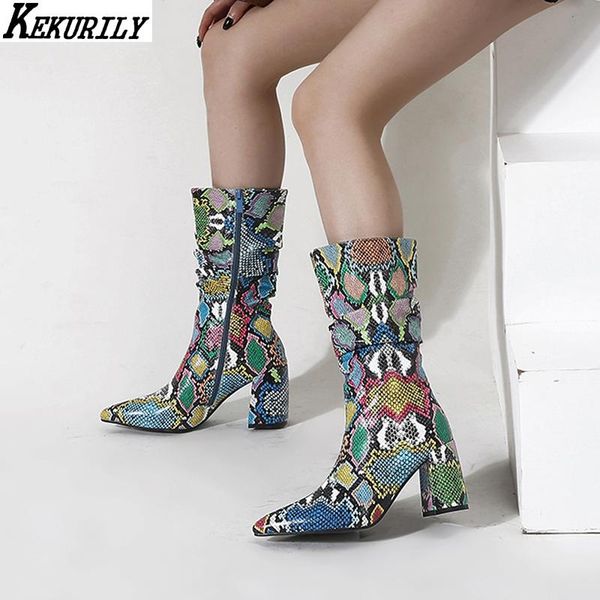 punk snake prints mid-calf boots women high heels zip shoes pointed toe pleated half boot autumn winter zapatos de mujer, Black
punk snake prints mid-calf boots women high heels zip shoes pointed toe pleated half boot autumn winter zapatos de mujer, Black