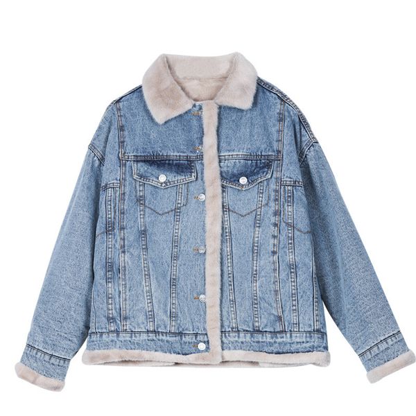 e-baihui 2021 new loose and versatile hairy coat women's casual single breasted denim jacket on both sides, Black;brown
e-baihui 2021 new loose and versatile hairy coat women's casual single breasted denim jacket on both sides, Black;brown