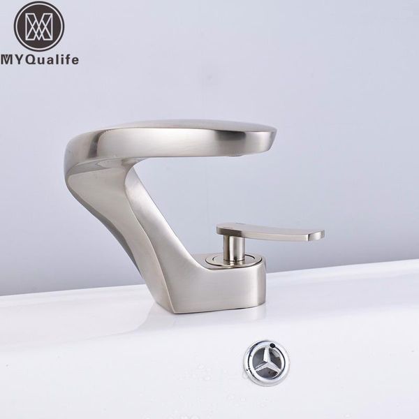 bathroom sink mixer faucet single lever deck mounted brass and cold basin taps brushed nickel
bathroom sink mixer faucet single lever deck mounted brass and cold basin taps brushed nickel
