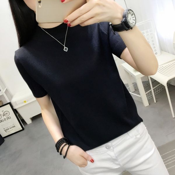 new mid sleeve ice silk t- t- shirt shirtfor women's wear with short sleeve t-shirtloose and thin bottoming shirt k40z9, White
new mid sleeve ice silk t- t- shirt shirtfor women's wear with short sleeve t-shirtloose and thin bottoming shirt k40z9, White