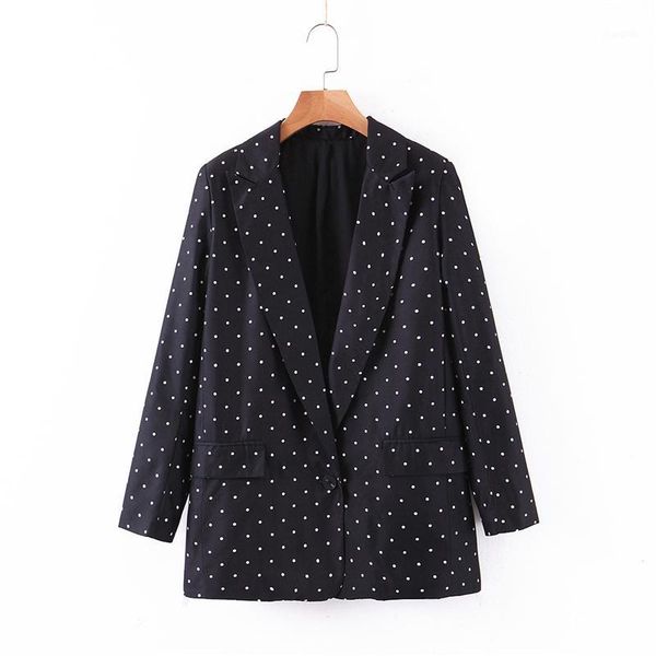 office wear polka dot suit women blazer set long sleeve single breasted blazer with full length casual pleated pants1, White;black
office wear polka dot suit women blazer set long sleeve single breasted blazer with full length casual pleated pants1, White;black