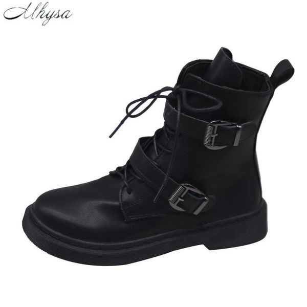 2020autumn winter new women's thick-soled buckle side zipper women's mid-tube british style round toe handsome martin boots w108, Black
2020autumn winter new women's thick-soled buckle side zipper women's mid-tube british style round toe handsome martin boots w108, Black