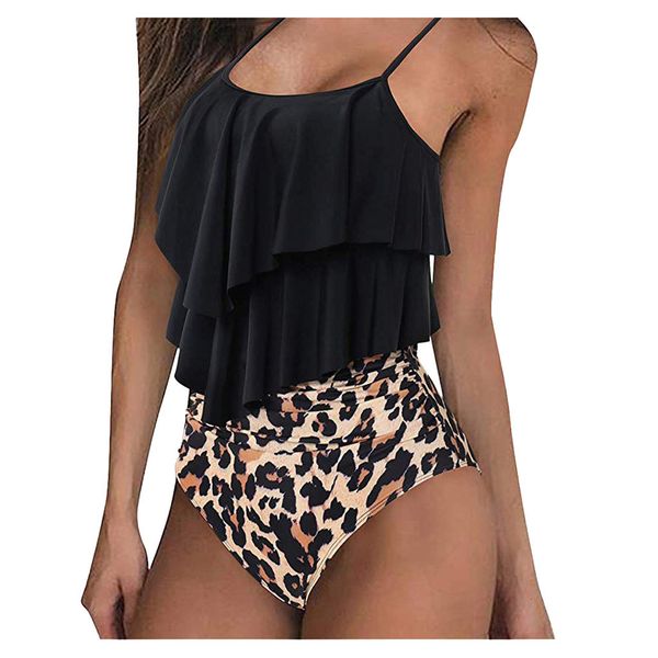 women bikini set ruffle high waisted swimsuits 2 piece spaghetti straps tankini leopard printed femme biquini 2020 #t1g, Black
women bikini set ruffle high waisted swimsuits 2 piece spaghetti straps tankini leopard printed femme biquini 2020 #t1g, Black