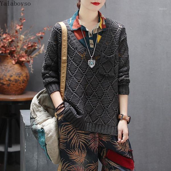 2019 new hollow knitted sweater v-neck long-sleeved women's autumn loose thin pullovers computer knitted vintage a0bz401, White;black
2019 new hollow knitted sweater v-neck long-sleeved women's autumn loose thin pullovers computer knitted vintage a0bz401, White;black
