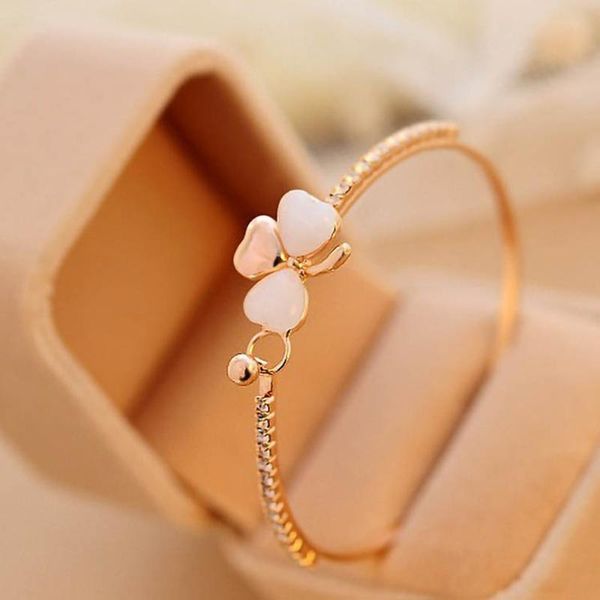 charm bracelets fashion women bowknot opal inlaid bangle clover sweet bracelet hand decoration ornaments accessories, Golden;silver
charm bracelets fashion women bowknot opal inlaid bangle clover sweet bracelet hand decoration ornaments accessories, Golden;silver