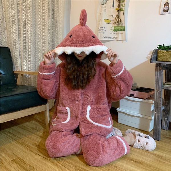 2020 winter pajamas women korean cartoon shark pajamas autumn and winter cute hooded home service suit women, Black;red
2020 winter pajamas women korean cartoon shark pajamas autumn and winter cute hooded home service suit women, Black;red