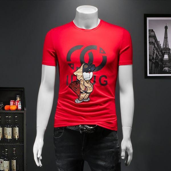 2022 summer new letter embroidery drill t-shirt men's short-sleeved mercerized cotton round neck trend printing undershirt, White;black
2022 summer new letter embroidery drill t-shirt men's short-sleeved mercerized cotton round neck trend printing undershirt, White;black