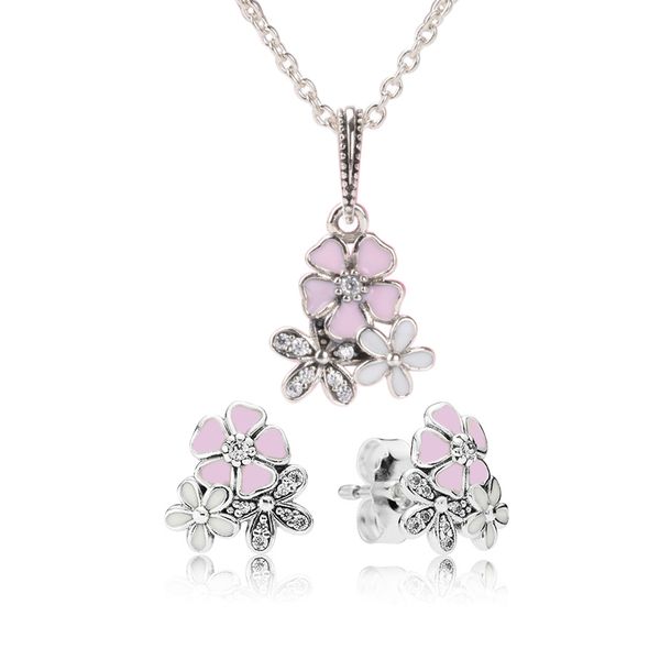 Authentic 925 Sterling Silver Pink Enamel flower Pendant Necklace Earring Set with box for Pandora Jewelry Womens Earrings
Authentic 925 Sterling Silver Pink Enamel flower Pendant Necklace Earring Set with box for Pandora Jewelry Womens Earrings