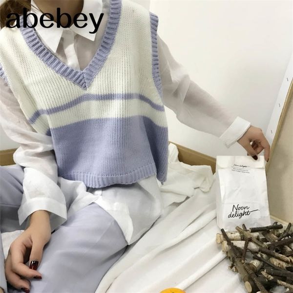 harajuku casual camlisole female crop autumn knitted v-neck loose striped color matching short pullover sweater vest 201031, Black;white
harajuku casual camlisole female crop autumn knitted v-neck loose striped color matching short pullover sweater vest 201031, Black;white