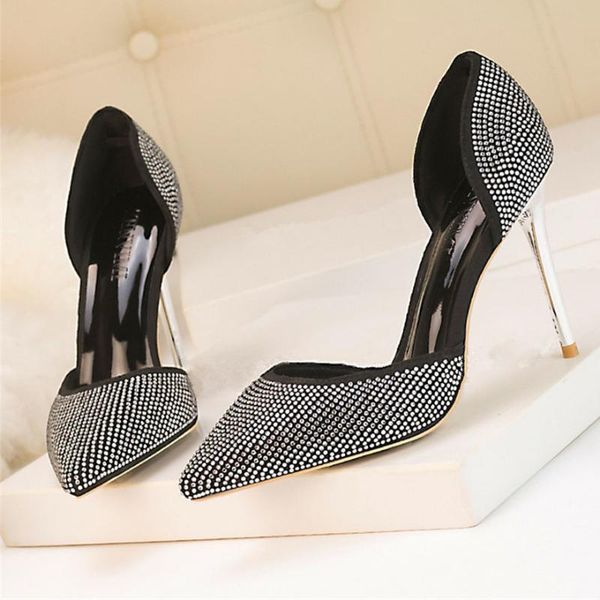 2021 fashion crystal shallow korean high heels shoes women's pointed toe party shoes side cut-outs show thin sandals woman, Black
2021 fashion crystal shallow korean high heels shoes women's pointed toe party shoes side cut-outs show thin sandals woman, Black