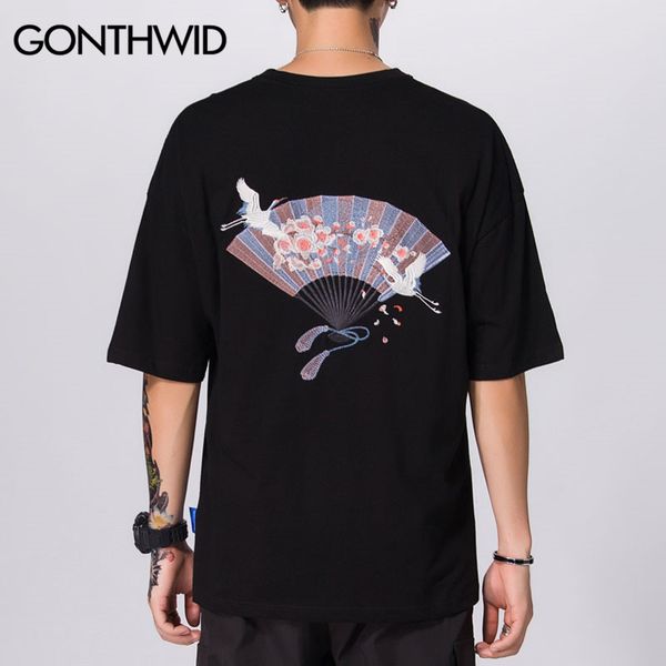 harajuku embroidery hand fan cranes cherry blossoms flowers short sleeve tshirts streetwear hip hop casual tees men kg-279, White;black
harajuku embroidery hand fan cranes cherry blossoms flowers short sleeve tshirts streetwear hip hop casual tees men kg-279, White;black