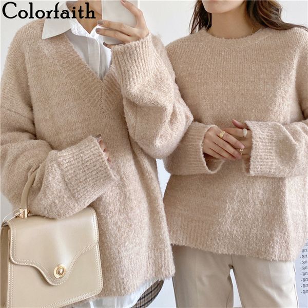 colorfaith new 2020 autumn winter women sweater knitted 2 collars oversize wild warm female korean style pullovers sw260 h1211, White;black
colorfaith new 2020 autumn winter women sweater knitted 2 collars oversize wild warm female korean style pullovers sw260 h1211, White;black