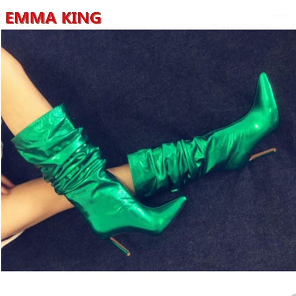 boots winter green patent leather pointed toe mid-calf for women pleated design fashion stiletto high heels runaway shoes1, Black
boots winter green patent leather pointed toe mid-calf for women pleated design fashion stiletto high heels runaway shoes1, Black
