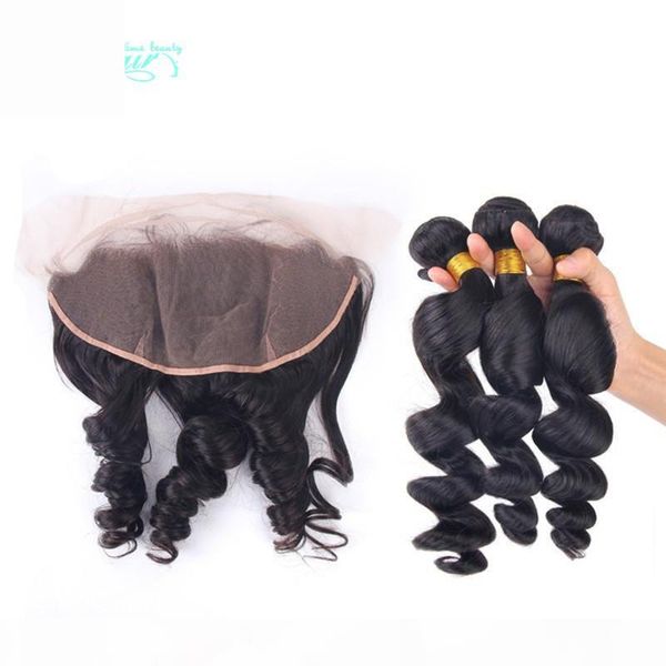 8a brazilian loose wave human hair weft bundles with ear to ear lace frontal closure human hair weave with swiss lace frontal, Black
8a brazilian loose wave human hair weft bundles with ear to ear lace frontal closure human hair weave with swiss lace frontal, Black