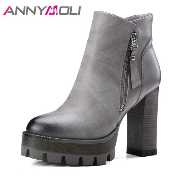 annymoli women shoes winter female boots zipper super high heel ankle boots platform block heel short lady large size 3-10, Black
annymoli women shoes winter female boots zipper super high heel ankle boots platform block heel short lady large size 3-10, Black