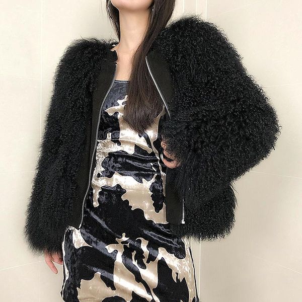 coat genuine winter street sheepskin female fur jacket warm wool coats women's clothing casacos feminino zjt909, Black
coat genuine winter street sheepskin female fur jacket warm wool coats women's clothing casacos feminino zjt909, Black