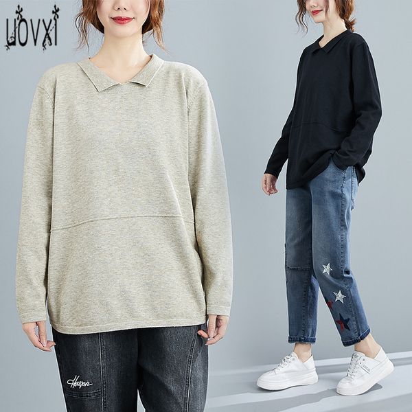 uovxi korean retro loose large size literary pure color lapel sweater long sleeve pullover sweater back button h1211, White;black
uovxi korean retro loose large size literary pure color lapel sweater long sleeve pullover sweater back button h1211, White;black