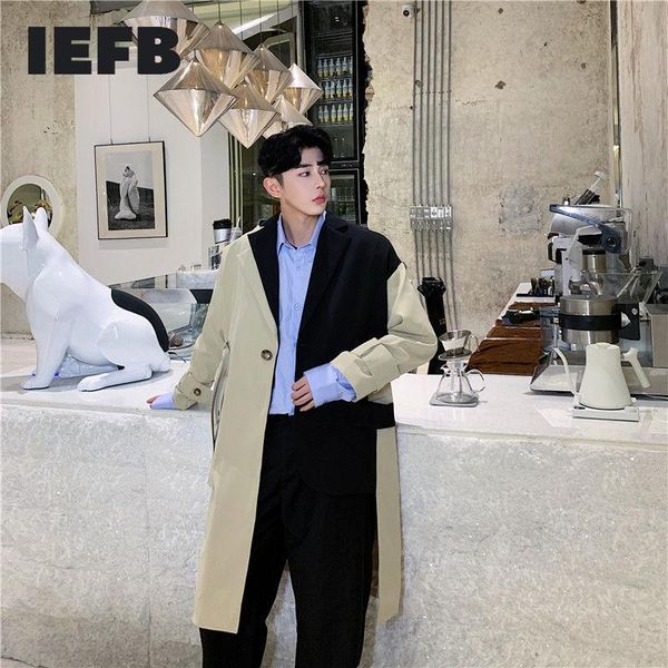 men's trench coats iefb streetwear color block patchwork design mid length coat for men 2021 autumn loose asymmetrical windbreaker y471, Tan;black
men's trench coats iefb streetwear color block patchwork design mid length coat for men 2021 autumn loose asymmetrical windbreaker y471, Tan;black