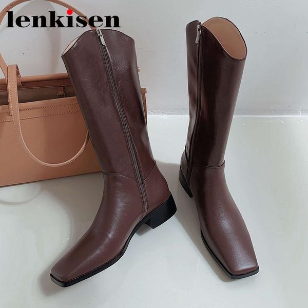 lenkisen 2020 genuine leather square toe med heel western boots simple style solid three colors beauty lady knee-high boots l99, Black
lenkisen 2020 genuine leather square toe med heel western boots simple style solid three colors beauty lady knee-high boots l99, Black