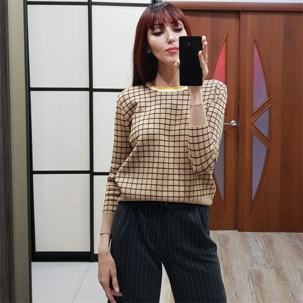 gigogou plaid women pullovers and sweaters o neck long sleeve female jumper winter fall elegant jacquard knitted sweater lj201124, White;black
gigogou plaid women pullovers and sweaters o neck long sleeve female jumper winter fall elegant jacquard knitted sweater lj201124, White;black