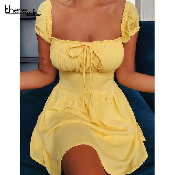 thereadict yellow dress women pleated lace up summer bodycon dress mini backless puff sleeve club party dresses vestidos, Black;gray
thereadict yellow dress women pleated lace up summer bodycon dress mini backless puff sleeve club party dresses vestidos, Black;gray