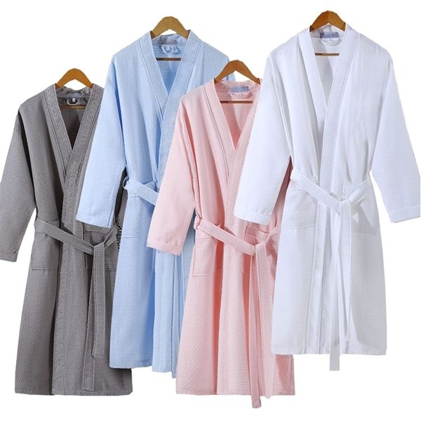 

lovers summer fashion waffle bathrobe women suck water kimono bath robe plus size peignoir dressing gown bridesmaid robes 201109, Black;red