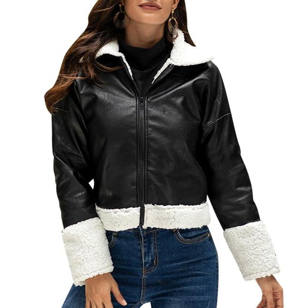 women jacket coat zipper slim short casual patchwork long sleeve elegant coat female pu leather women fall clothes, Black;brown
women jacket coat zipper slim short casual patchwork long sleeve elegant coat female pu leather women fall clothes, Black;brown
