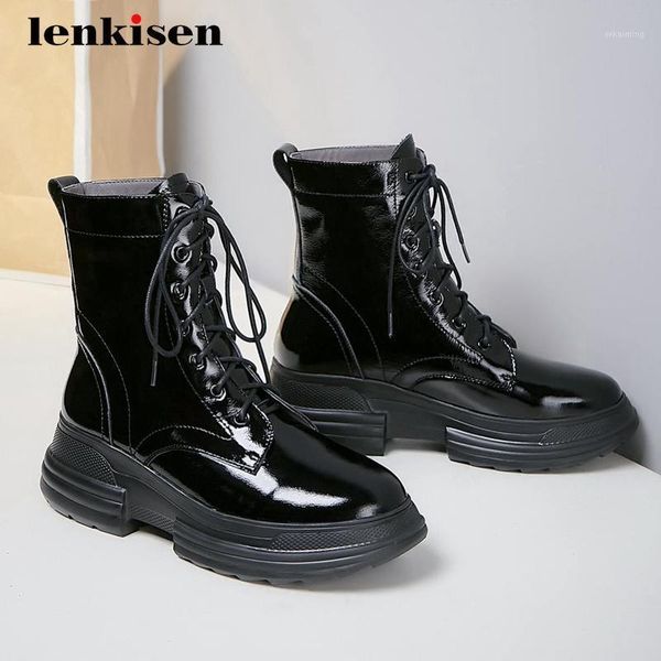 lenkisen leisure short boots genuine leather cross-tied recommend round toe thick high heel lace up daily wear ankle boots l611, Black
lenkisen leisure short boots genuine leather cross-tied recommend round toe thick high heel lace up daily wear ankle boots l611, Black