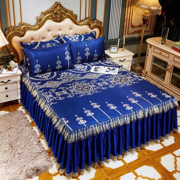 sheets & sets smooth silk textile bed sheet high-end household bedding large size lace mattress cover bedspread with case f0228
sheets & sets smooth silk textile bed sheet high-end household bedding large size lace mattress cover bedspread with case f0228